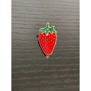 Strawberry-Shaped Enamel Lapel Pin With Gold-Tone Back